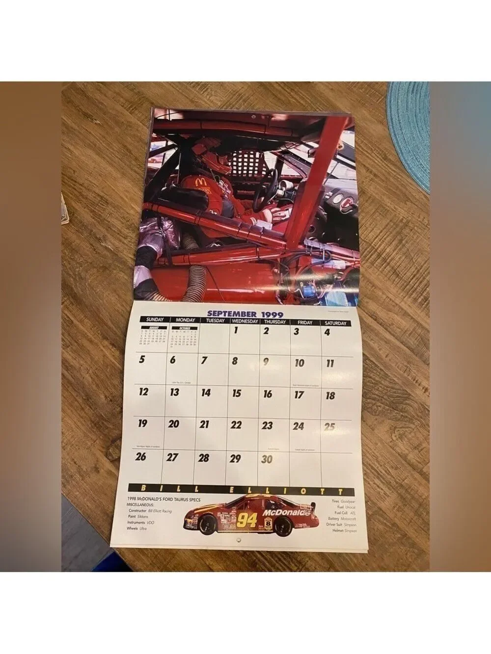Vintage 1999 Bill Elliott Racing Calendar. Excellent Pre owned condition.